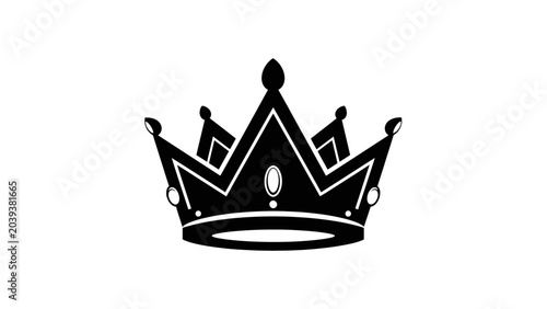 Schilderij op canvas Black and white vector illustration of a regal crown icon