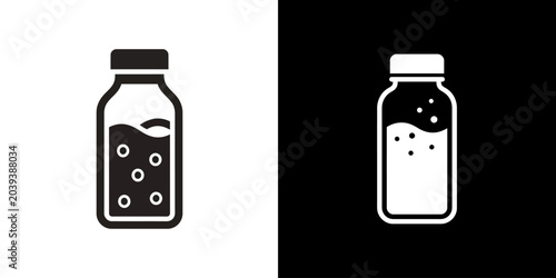 Foto Clean and modern graphic icon depicting a bottle containing a carbonated or bubb