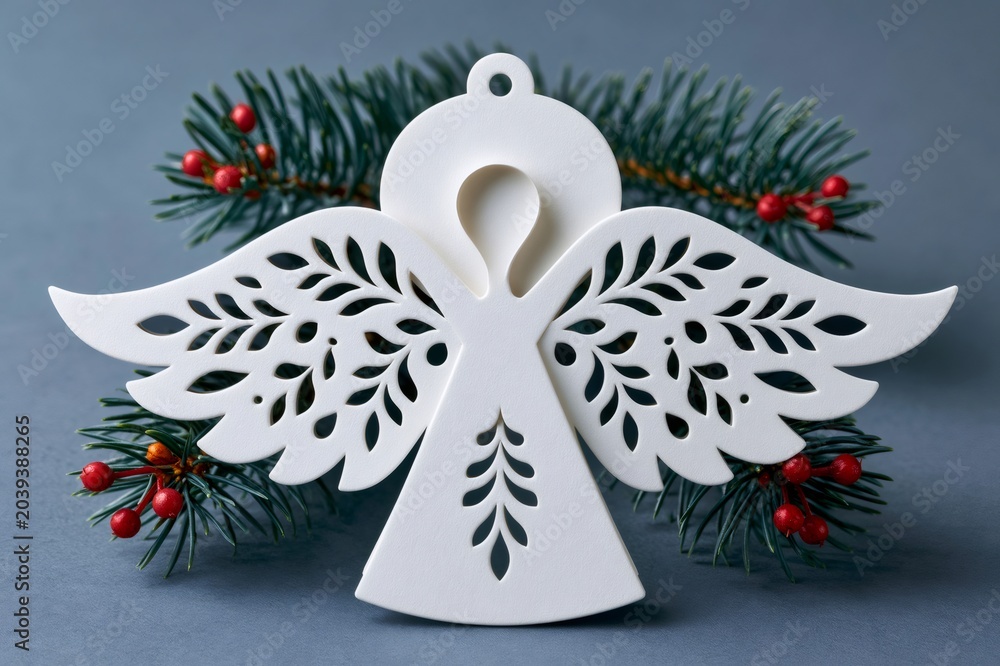 Obraz premium Angel ornament bringing Christmas spirit to winter holidays
