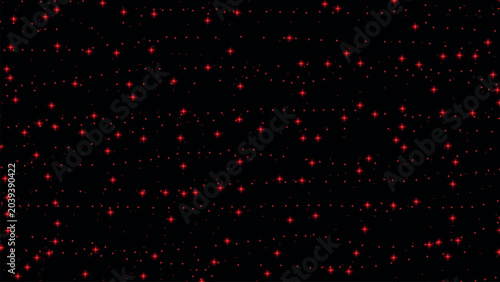 Abstract red and black background with glowing red lights and shining stars