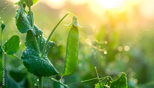 Fresh green pea plant