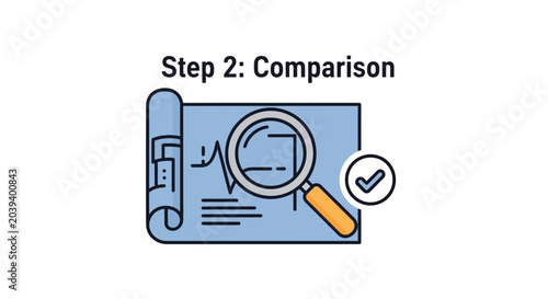 Bild auf Leinwand An illustration representing the comparison step in a business or analytical process