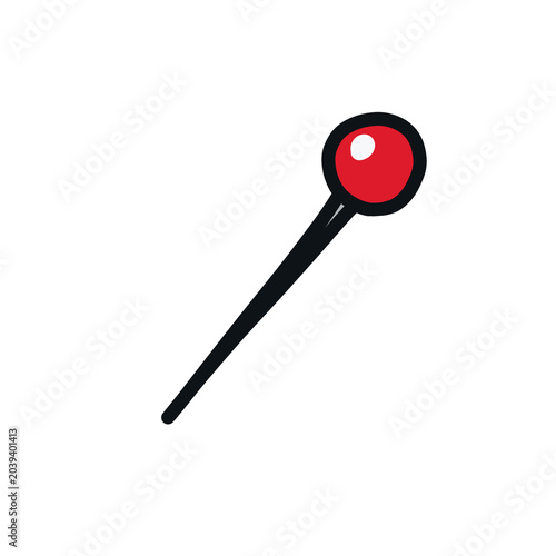 Pin icon in simple drawing style isolated illustration