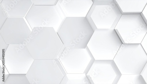 Abstract White Hexagonal Grid Pattern Background