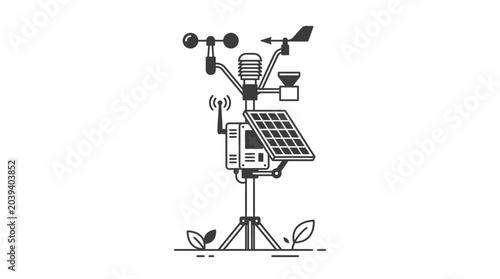Cuadro en lienzo Weather Station with Solar Panel, Anemometer, Wind Vane, Rain Gauge
