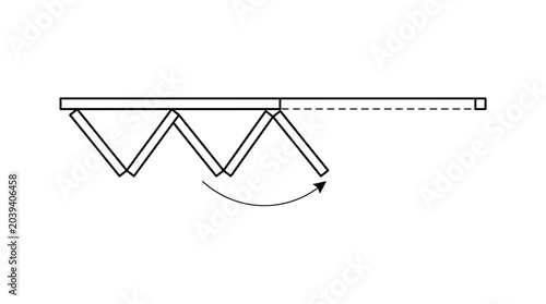 Bild auf Leinwand Folding table mechanism, extending surface, schematic drawing