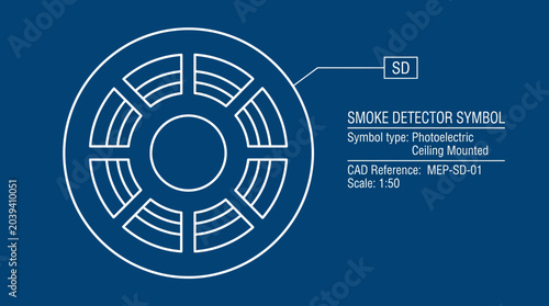Foto Smoke Detector Symbol Blueprint - Photoelectric Ceiling Mounted