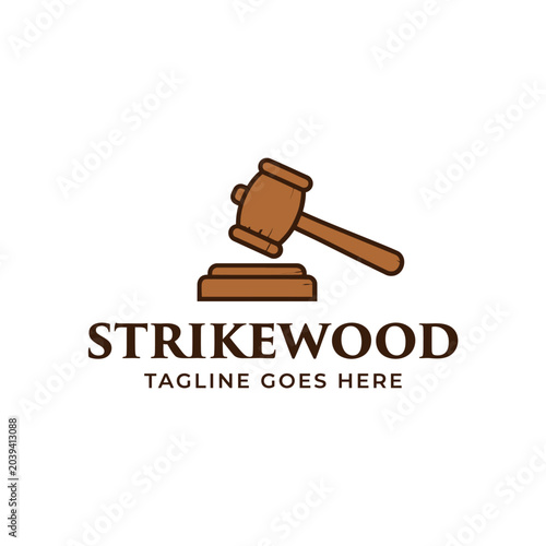 Bild auf Leinwand minimal logo design a classic wooden judge's gavel on a sound block