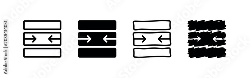 Photos Horizontal Bars with Inward Arrows Icon Set Representing Compression Narrowing a
