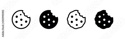 Fotografie Bitten cookie icon, symbolizing website cookies, digital tracking, and online data privacy