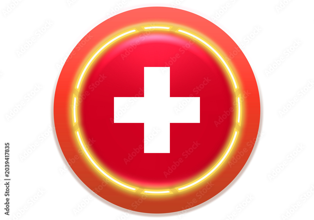 Obraz premium Medical Emergency Cross Symbol on Circle