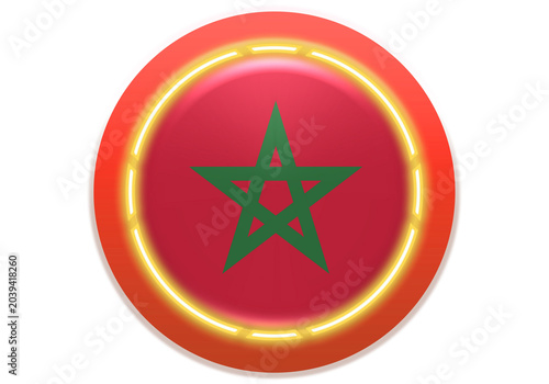 Canvastavla Moroccan Flag Icon with Glowing Effect