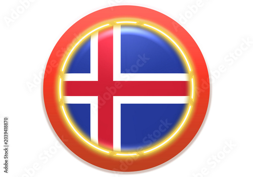 Canvastavla Icelandic Flag Emblem with Neon Effect