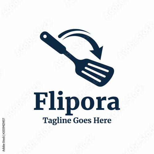 Cuadro en lienzo A clever logo combining a kitchen spatula with a flip arrow, ideal for culinary schools, meal delivery services, restaurants, or kitchenware brands
