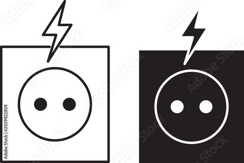 Photos Lightning bolt symbol electric power socket icons set