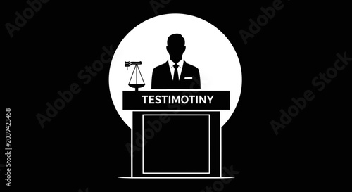 Tableau sur toile Legal Testimony Witness Stand Justice Law Icon Silhouette