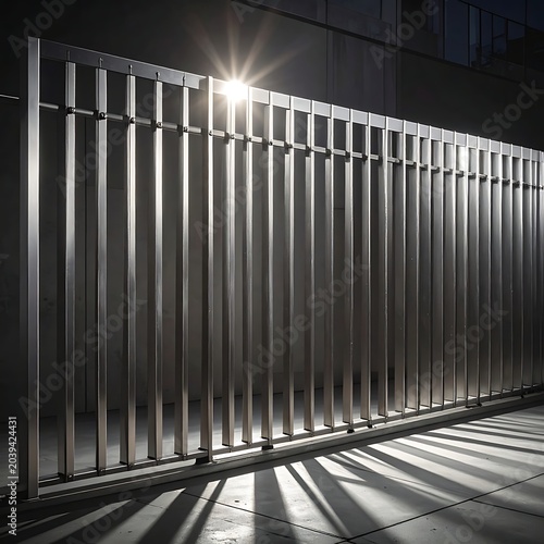 Metal fence, sun glare