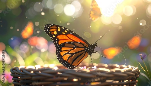 Monarchs in sunlight