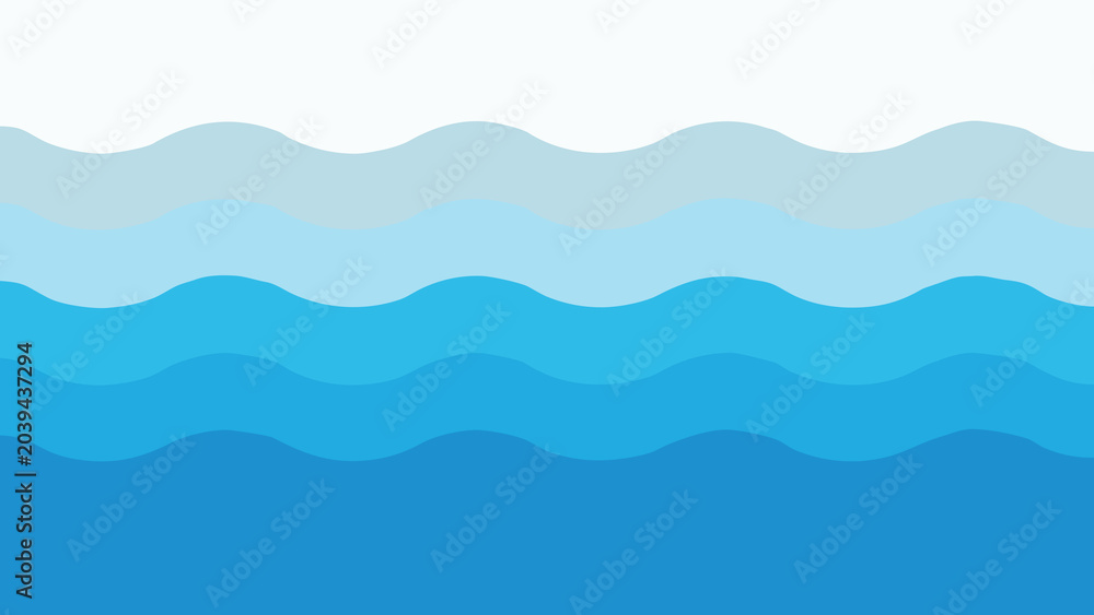 Fototapeta premium Abstract blue wavy vector illustration featuring layered horizontal lines with a soft and clean gradient texture