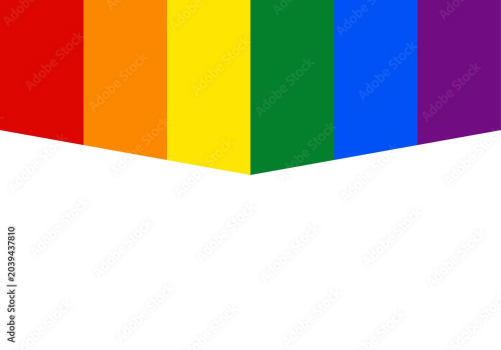 Fototapeta premium Franjas con los colores de la bandera del orgullo lgbtq que forman un ángulo apuntando hacia abajo