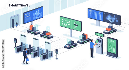 Smart Travel Automation at Airport Terminal with Robots and Kiosks