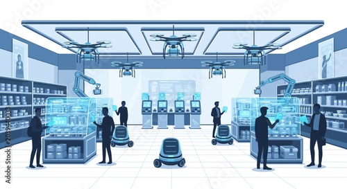 Smart Retail Store Future Technology Automation Drones Robots