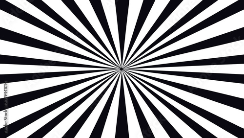 Black and white vector graphic illustration featuring sharp radiating sunburst lines in a minimalist radial pattern