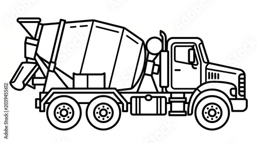 Professional Concrete Mixer Truck Vector Icon