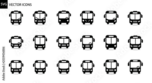 Collection of Bus Front Views Icons.