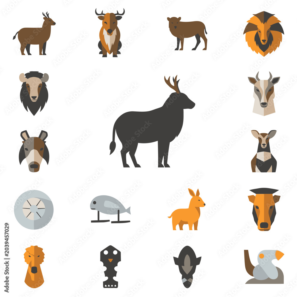 Obraz premium Collection of various animal silhouettes icons.