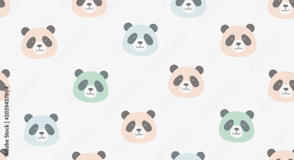 Fototapeta premium Colorful cartoon panda bear faces.