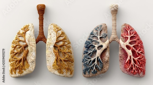 Abstract Representation of Human Lungs with Colorful Detailing