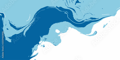 Bild auf Leinwand Abstract fluid blue and white marbled texture, ethereal flowing water-like patte