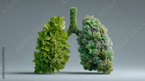 Lungs Made of Greenery Symbolizing Nature and Environmental Health