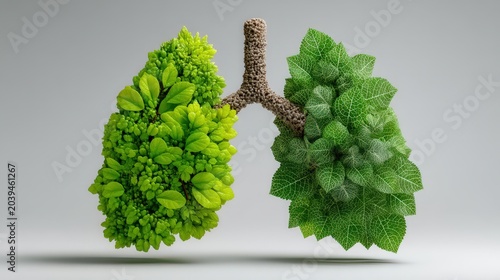 Green Lungs Made of Leaves and Plants Representing Nature and Life
