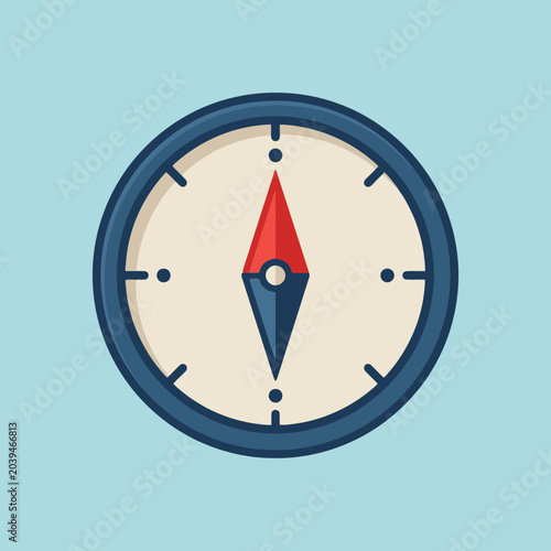 Valokuva A flat vector illustration of a classic navigational compass tool