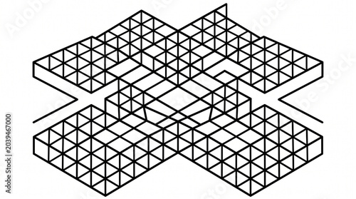 Isometric grid planes intersect in 3D space