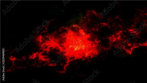 Schilderij op canvas Fiery abstract nebula glowing with vibrant crimson and orange hues, evoking cosm