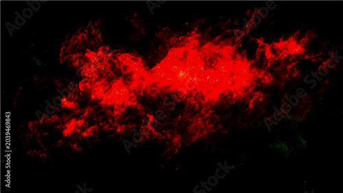 Tableau sur toile Vibrant, glowing red nebula with stardust illuminated against deep black void, a