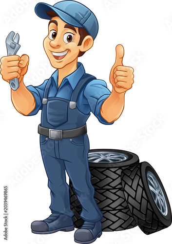 A tyre or tire cartoon car ...