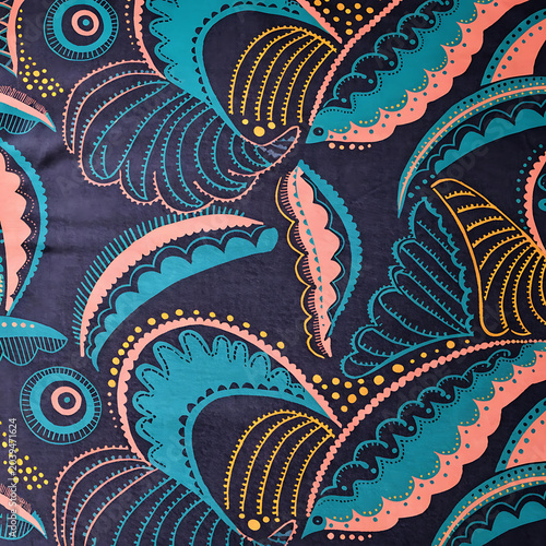 Seamless Vibrant Tropical Folk Art Textile Pattern