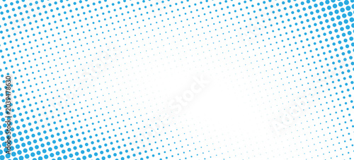 Photos Blue circular dot gradient expanding from corners toward a bright white center, abstract geometric background, modern clean vector style with spacious copy space