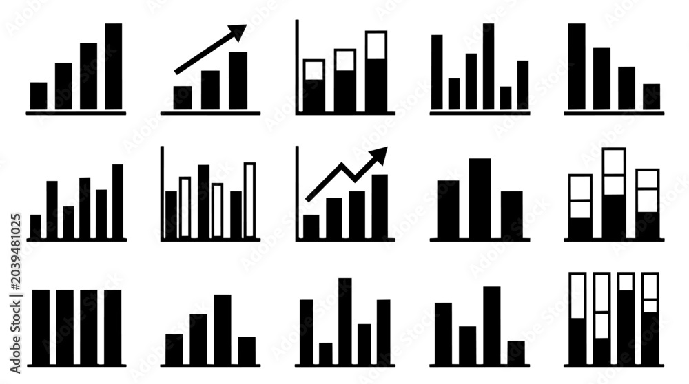 Obraz premium Collection of business data bar chart icons