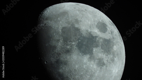 Photos Waning Gibbous Moon Close Up with Visible Crater Detail