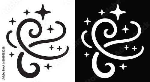 Foto Elegant sparkling magical swirls and stars representing enchantment and festive
