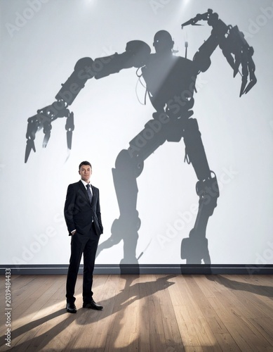 Man casting a Giant Robot Shadow