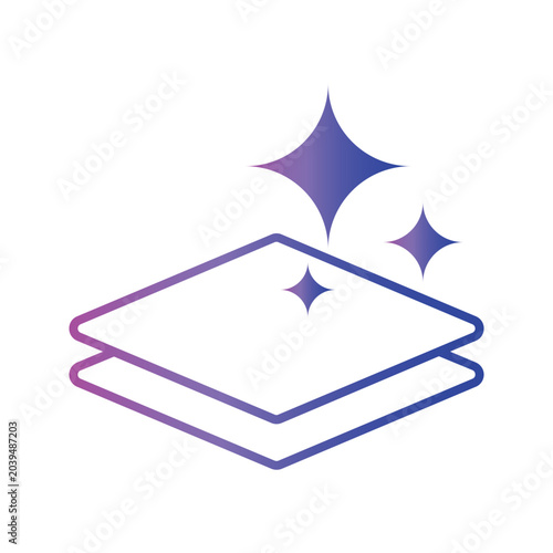Artificial intelligence layer stack icon with sparkle effect in modern gradient style.