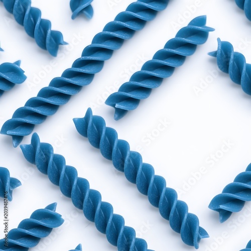 4k high quality Ai generative HD photo realistic background wallpaper food set seamless pattern fabric food pasta symmetrical symmetric Italian macaroni makaroni blue fusilli sun photography