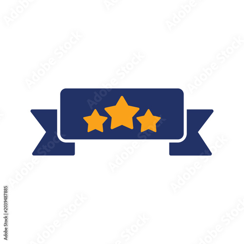 Three Star Quality Rating Badge Flat Icon