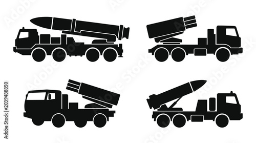 Fotografija missile launcher trucks silhouette truck military weapon